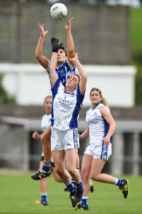 6 August 2016; Aileen O'Loughlin of Laois in action against Sinead Greene of Cavan during the TG4 All-Ireland Senior Championship match between Cavan and Laois at St Brendan's Park in Birr, Co Offaly. Photo by Matt Browne/Sportsfile *** NO REPRODUCTION FEE ***