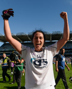 25 September 2016; Noelle Earley of Kildare celebrates after the TG4 Ladies Football All-Ireland Intermediate Football Championship Final match between Clare and Kildare at Croke Park in Dublin.  Photo by Piaras Ó Mídheach/Sportsfile *** NO REPRODUCTION FEE ***